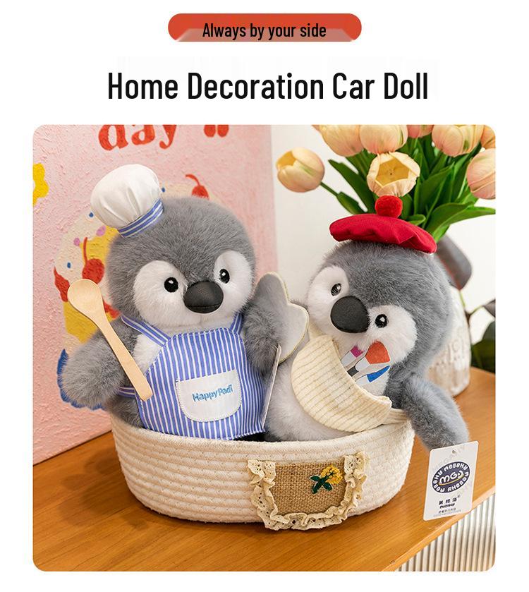 Adorable Penguin Chef Plush Holding Fish - Stuffed Toy & Gift