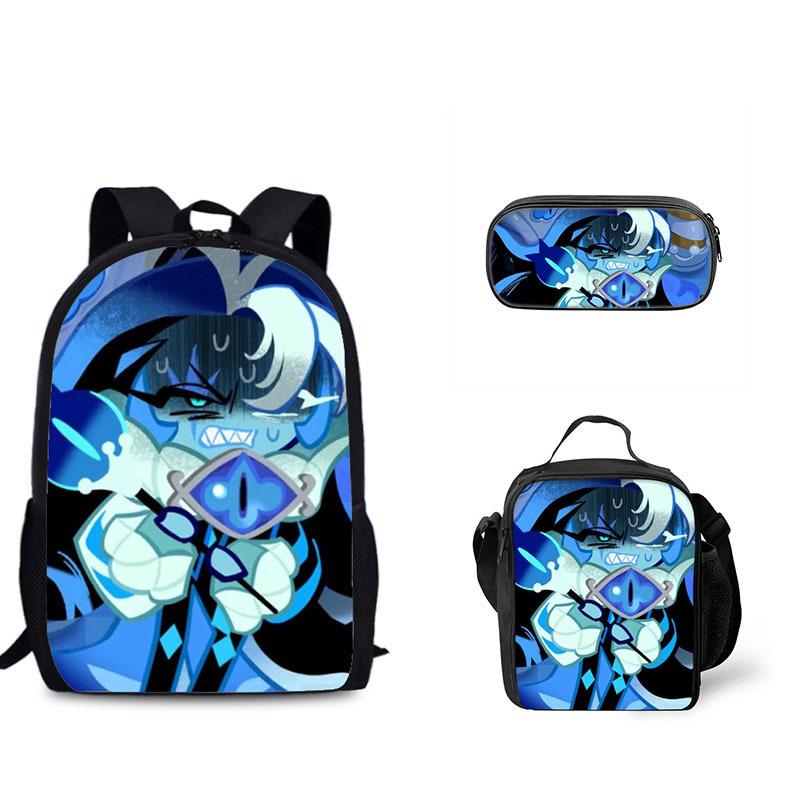 Biscuit Game Student Backpack Three Piece Set Shadow Milk Cookie Peripheral Children's Backpack Meal Bag Pencil Case Set