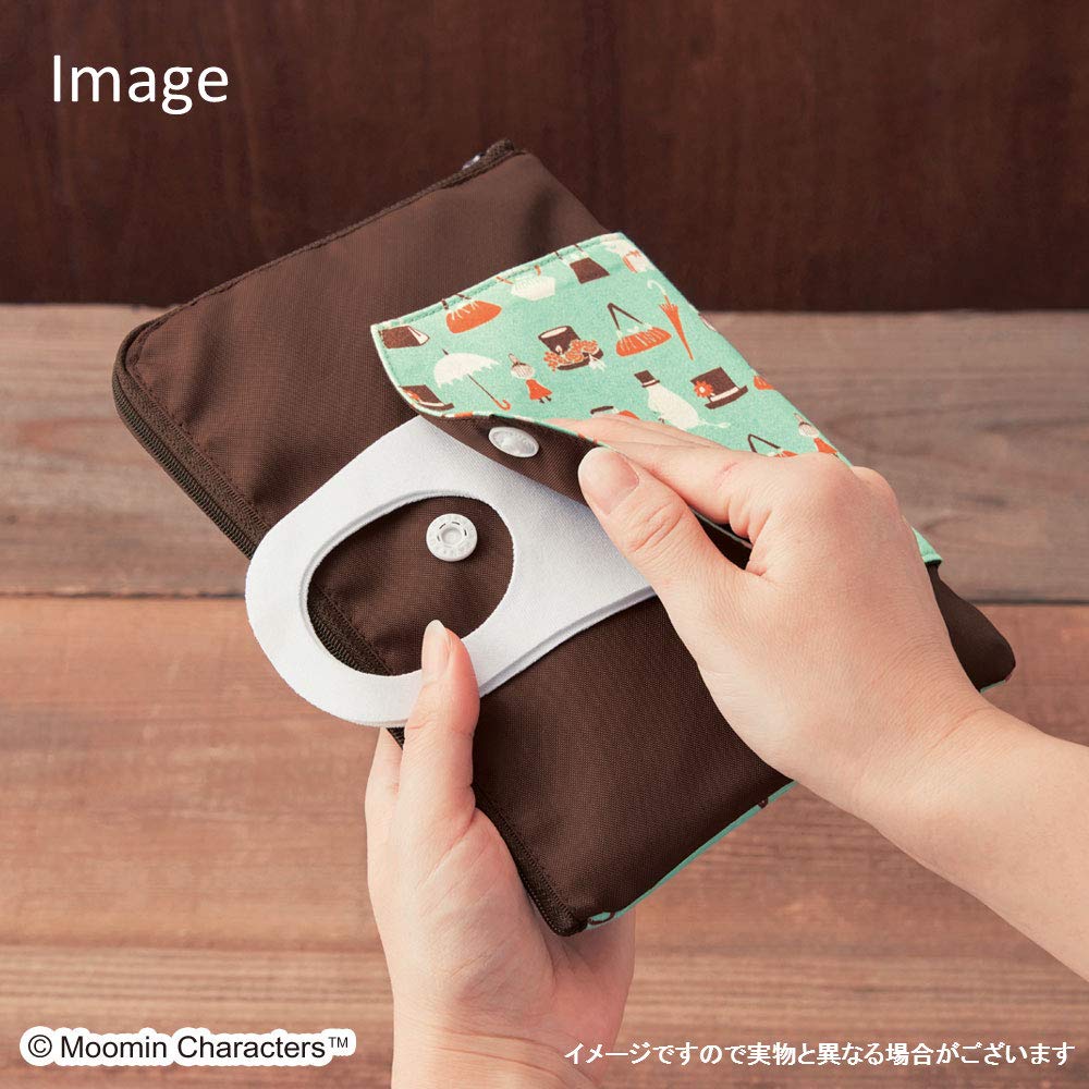 Miyamoto Made in Japan Flat Mini Pouch with Mask Moomin x x Case, Jam, Blue, 15.5 21.5 0.5cm