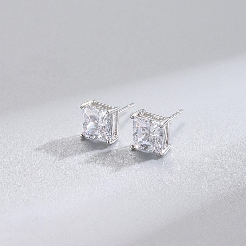 

Квадратные медные серьги-пусеты в европейском и американском стиле с цирконами 3mm Zircon