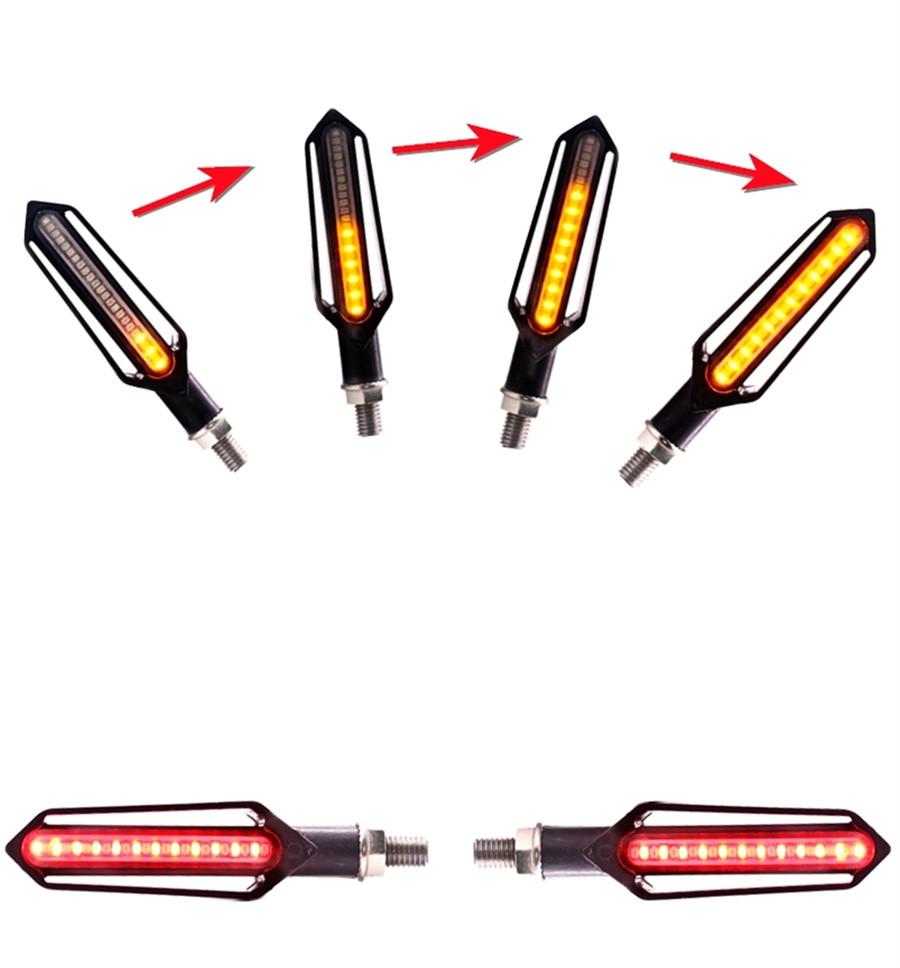 2X Dual Colors 24 LED Motorcycle Brake Taillight Flasher Strobe Turn Signal Lamp