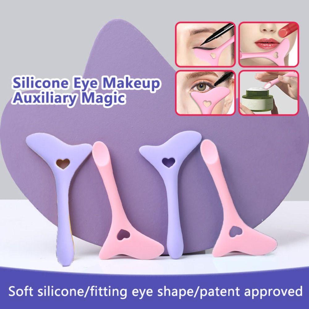 2Pcs Eyeshadow Eyeliner Aid Tool Silicone Mascara Drawing Aid Eyeliner Stencils Wing Tips Beginner