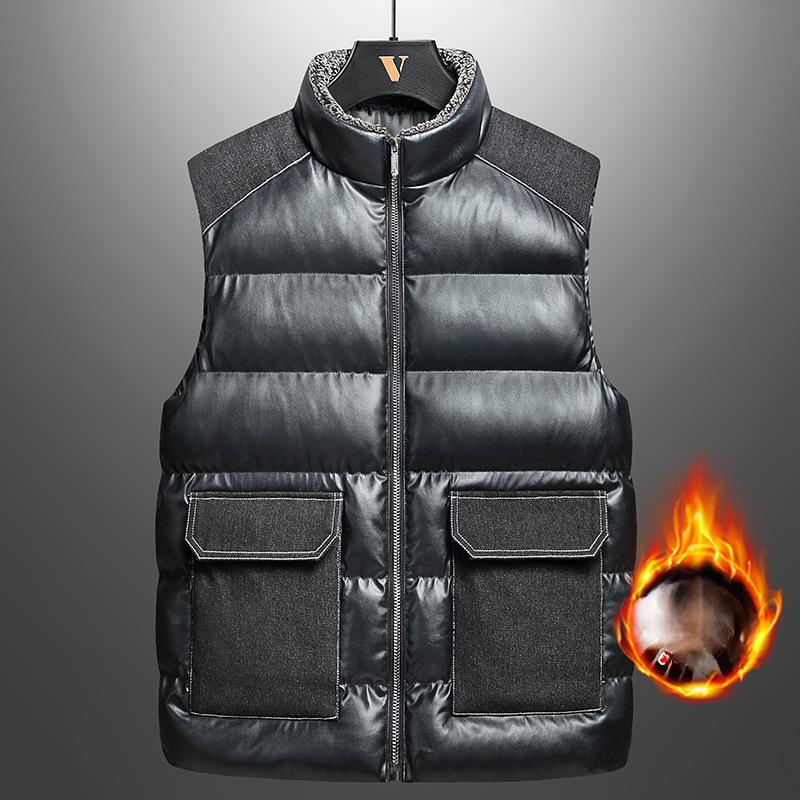 

Жилет мужской зимний теплый маленький воротник-стойка хлопковая одежда корейская версия облегающий жилет повседневная безрукавка хлеб одежда 5XL