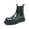 Chelsea Boots Men's High-top Leather Shoes British Style Bright Leather Cigarette Barrel Leather Boots Autumn and Winter Thick-soled Heightening