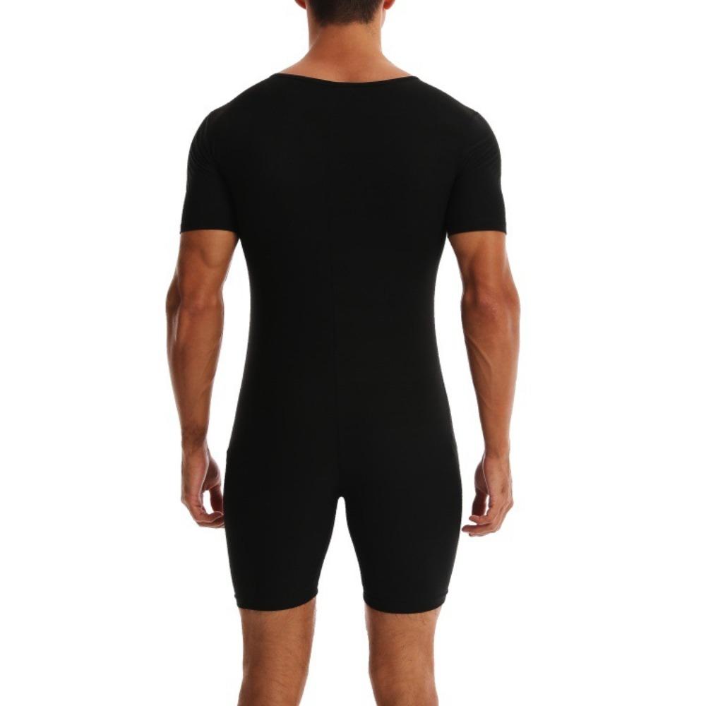 Sauna-Anzug für Herren 3 in 1 Ganzkörper-Formformer Taillentrainer Schweißshirt Kurzarm Trainings-Top mit Shorts Schlankmachender Jumpsuit Fitness-Leotard für das Fitnessstudio