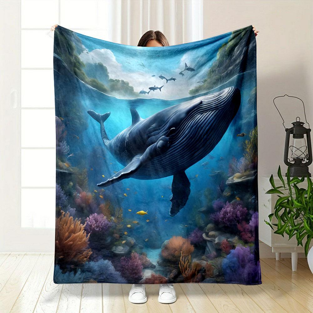 Majestic Whale In Colorful Ocean Print Blanket Soft and Cozy Perfect for the Living Room Bed Sofa or a Nap,gift