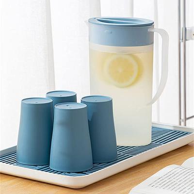 2L Nordic Blue Cool Water Bottle Plastic Thickened Large Capacity Home Living Room Cool White Water Pot -1PCS