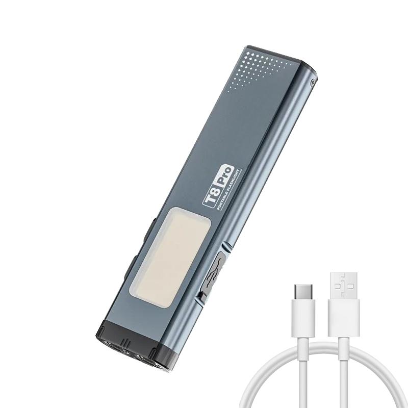 

Новый мини EDC рабочий фонарь Мощный светодиодный аккумуляторный фонарик USB зарядка Магнитный зажим-ручка Свет COB Дальний свет Заливающее освещение Двойной свет 1Pc