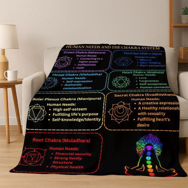 Yoga Cosmic energy Rainbow 33 Chakra Meditation Flannel Blanket Soft Warm Throw Blanket for Bedroom Living Room Bed Travel gift