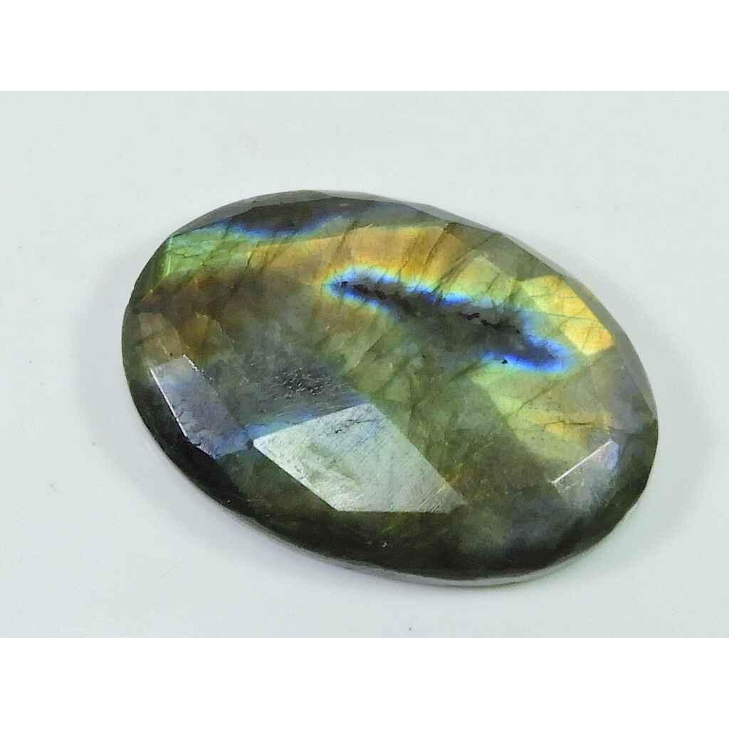 Natural Labradorite 29X42MM Oval Checker Cut Stone Cabochon Gemstone 90Cts. SK-2530