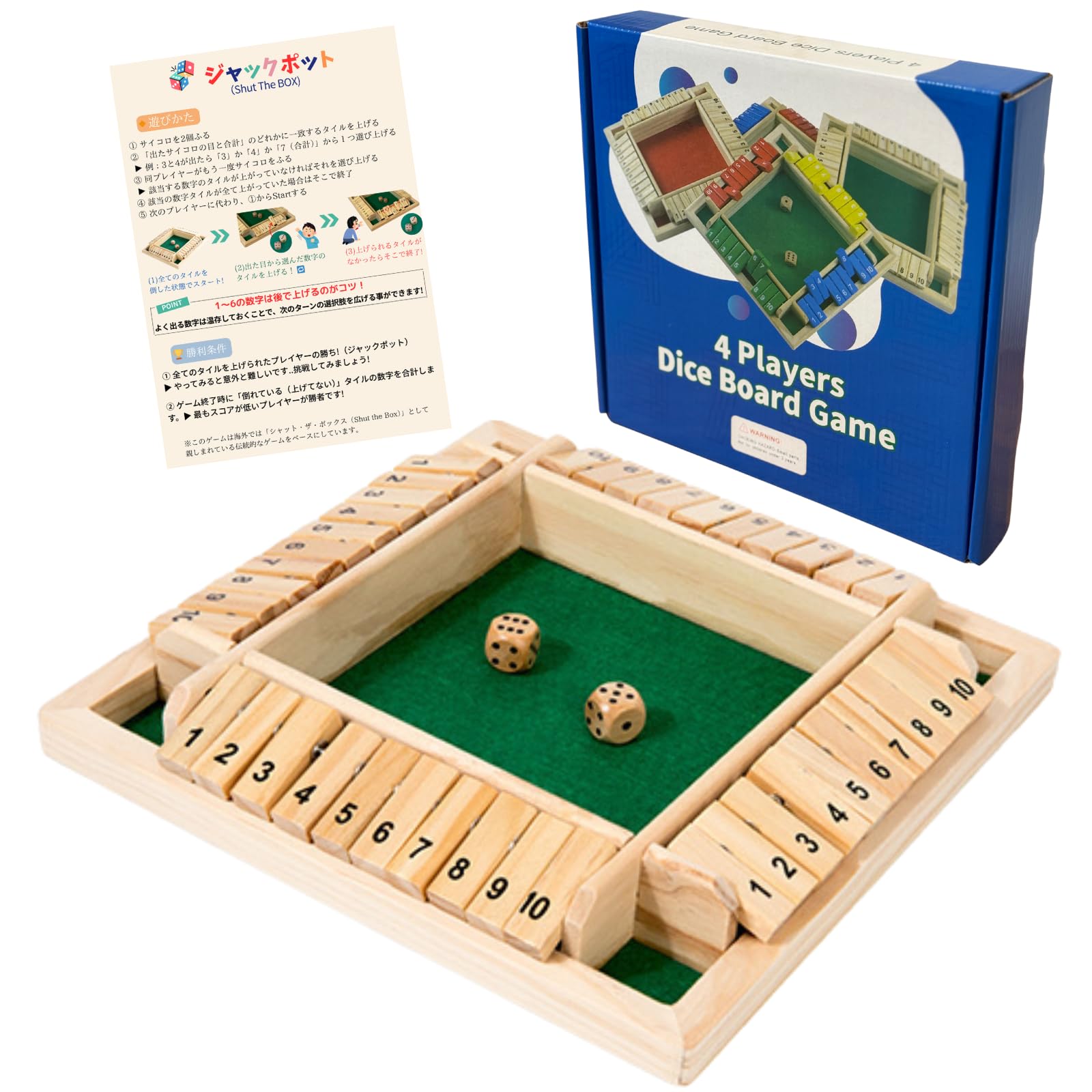 

Jackpot Shut the board family party with Japanese rules and dedicated box Cmart-Labo Box, 4-player game, Chinchiro, game,