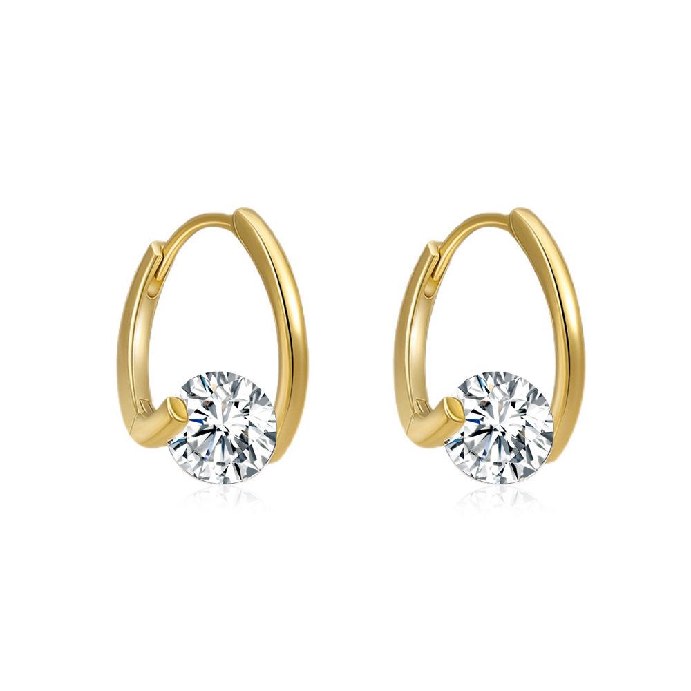European & American Minimalist Zircon Flower Earrings with Heart Ear Cuffs - Stylish Niche Design for Women