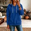 Damen Casual Locker geschnitten Farbe Langarm Kapuzen Pullover Sweatshirt Top für den täglichen Gebrauch