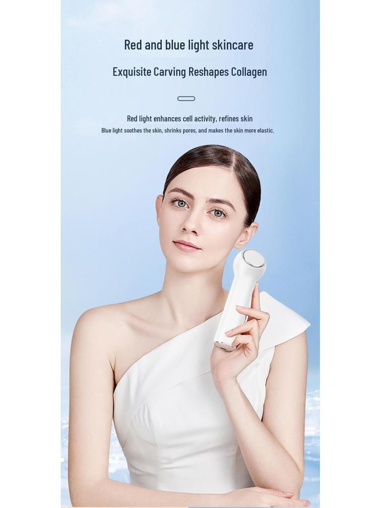 Hot & Cold Facial Ice Hammer: Pore Minimizer & Red/Blue Light Therapy Device