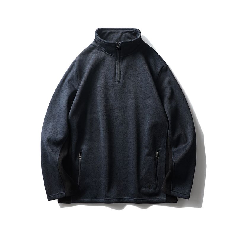 American Half Zipper Autumn and Winter Outdoor Sports Sweatshirt Navy blue 2XL