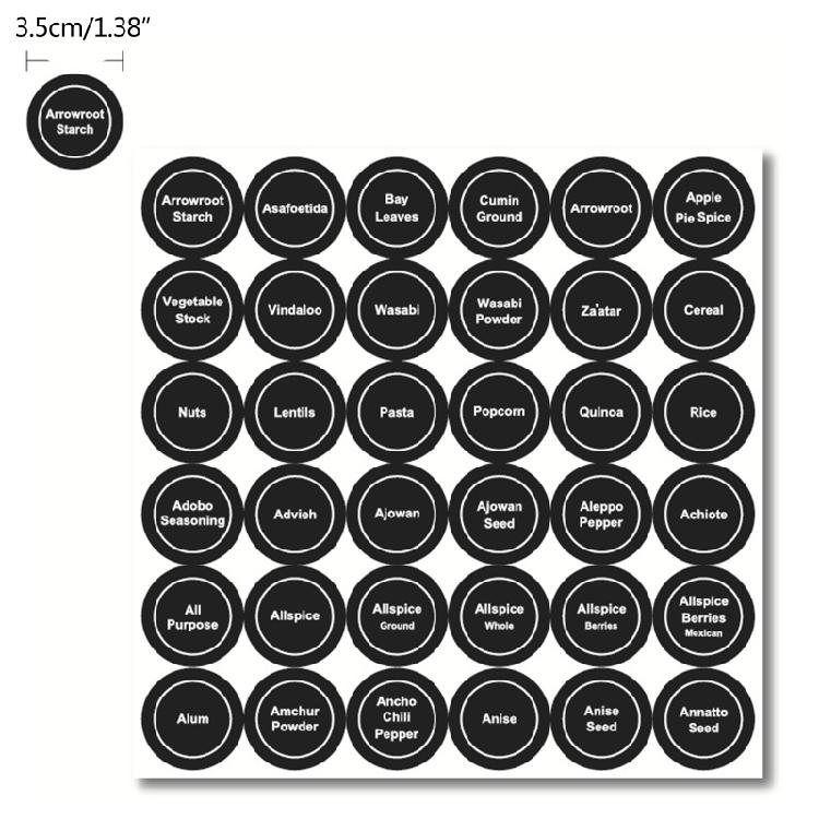 180pcs Preprinted Spice Jar Sticker Labels Water Resistant Write-On Reusable