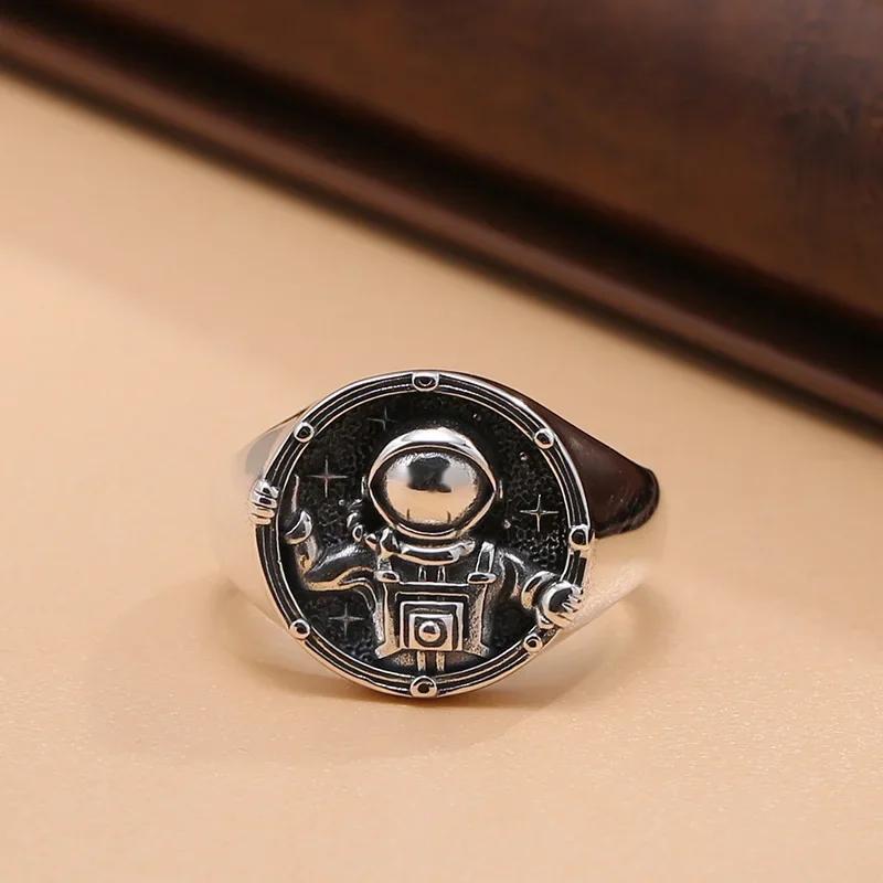 

25 Sterling Silver Open Astronaut Ring for Women & Men Adjustable Couple Rings for Wedding Engagement Party Trendy Fashion Gift