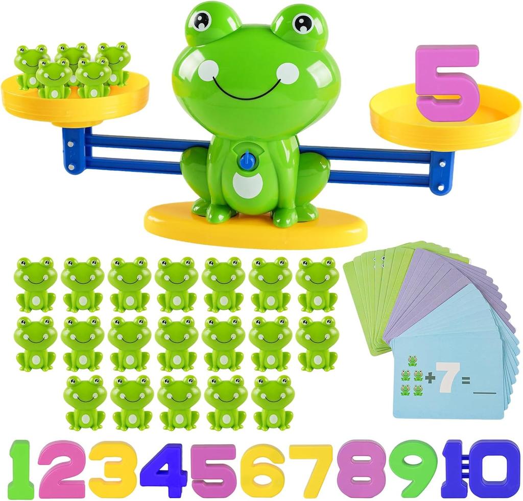 Frog Math Balance Scale Educational Toy for Kids Number Learning And Counting Montessori Interactive Toy for Ages 3-6