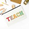 Teacher Flower Print Pencil Case Travel Makeup Bag School Stationery Supplies Storage Bags Wash Pouch Cosmetic Bags Teacher Gift