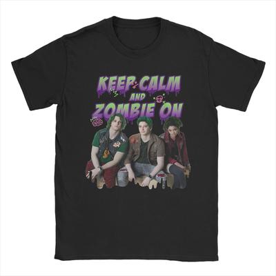 Herren Damen Zombies 2 Keep Calm and Zombie On T-Shirt 100% Baumwollkleidung Fantastische Kurzarm Rundhals T-Shirts Bedrucktes T-Shirt