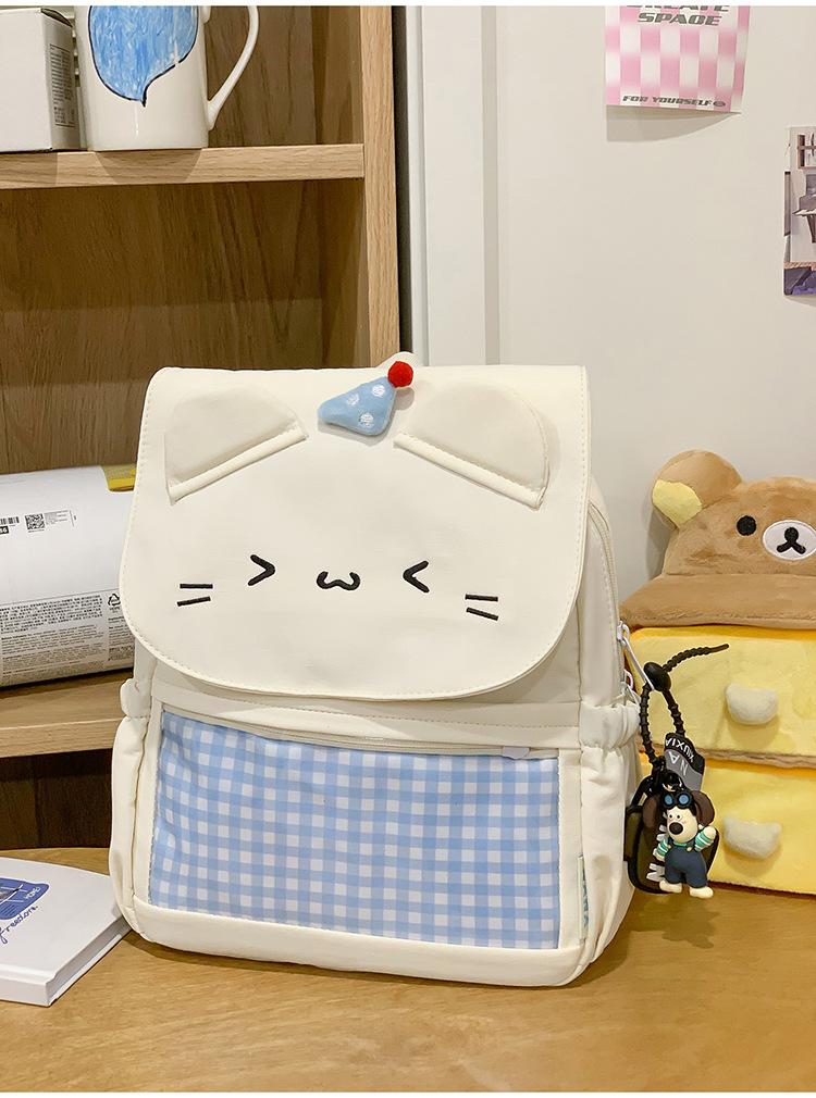 School Bag, Soft and Cute Cat Backpack, Female Student Backpack, Cute Cartoon Japanese Style Cute Backpack, Versatile, Lightweight Travel Bag