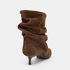 Fall New Products Women's Shoes, Velvet Folds Pointed Cat Heel Short Pile Brown Pointed Folds Short