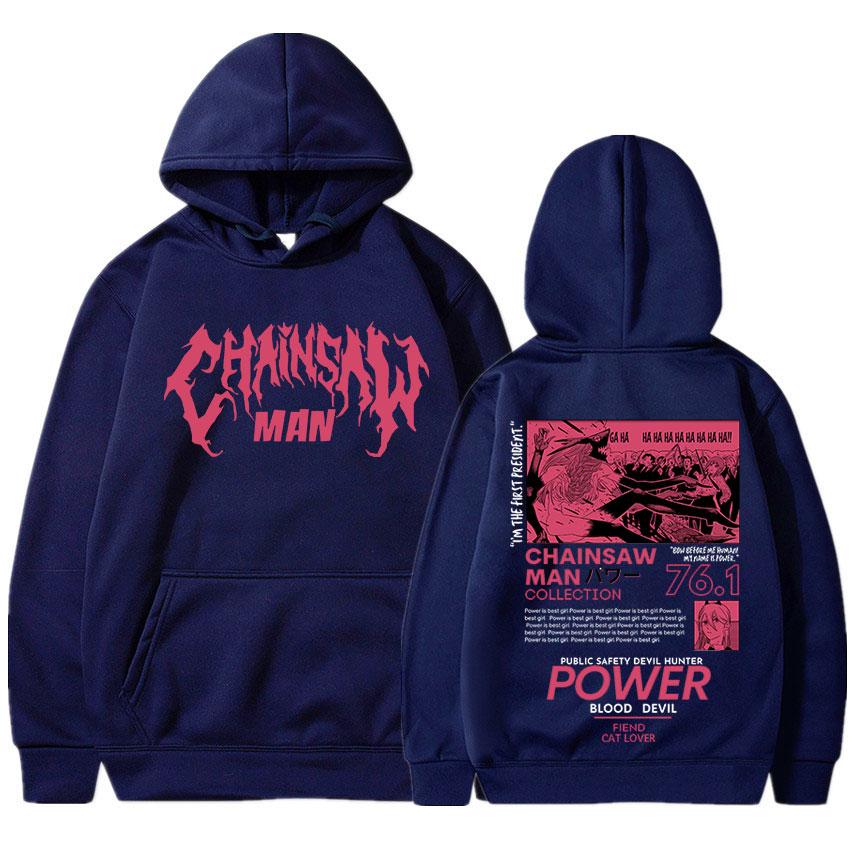 Anime japonés Motosierra Sudaderas con capucha unisex Power Gráfico Unisexga Estampado Sudaderas de manga larga Jerseys góticos unisex de gran tamaño Ropa de calle