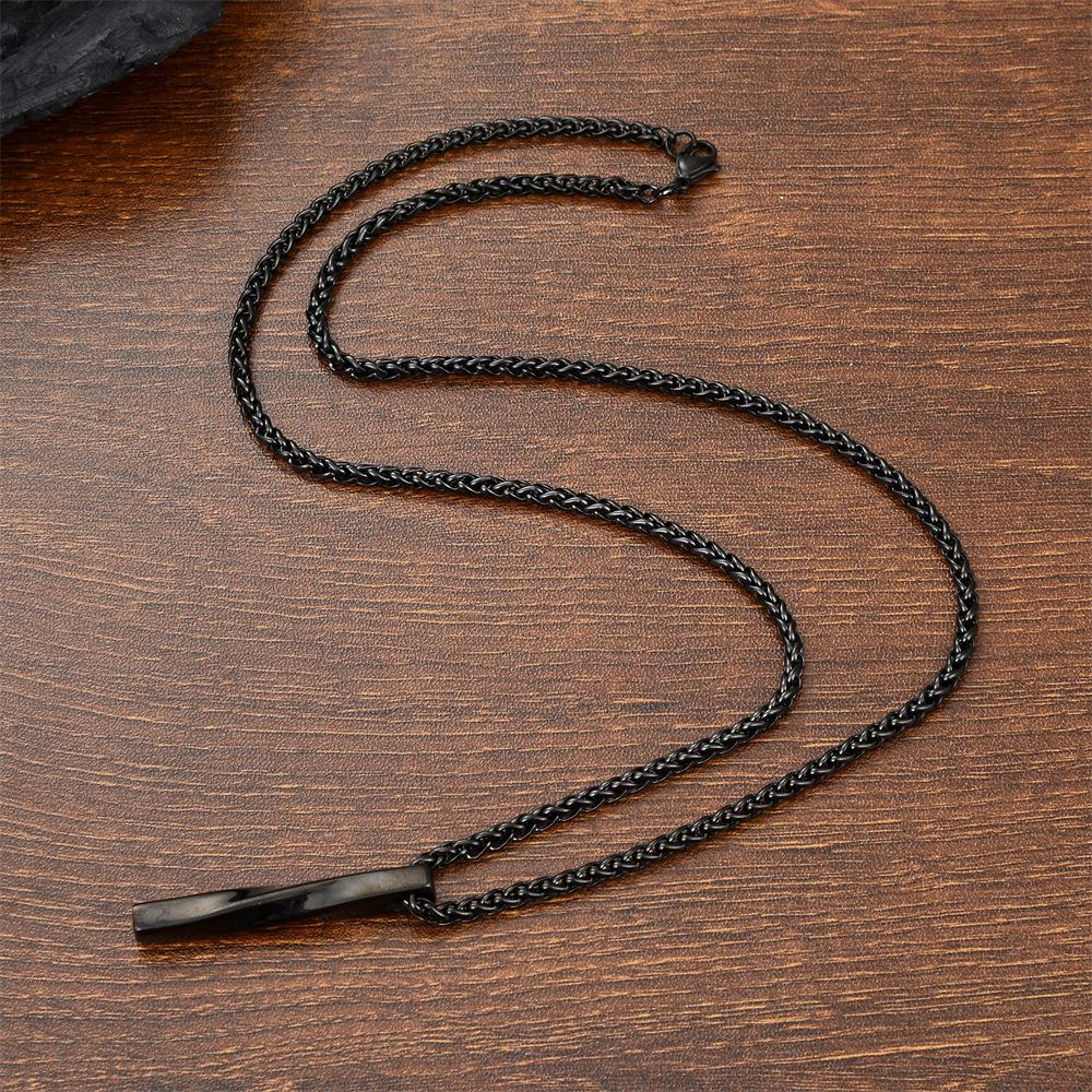 Accessories, Simple Stainless Steel Cylindrical Twisted Pendant Men, Titanium Steel Men's Necklace