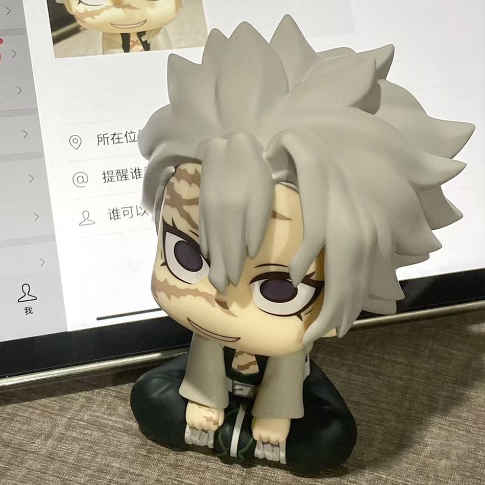 4PCS Demon Slayer Chibi Anime Figures Set Kawaii Rengoku Obanai Sanemi Douma Mini PVC Sitting Statues Collectible Toys