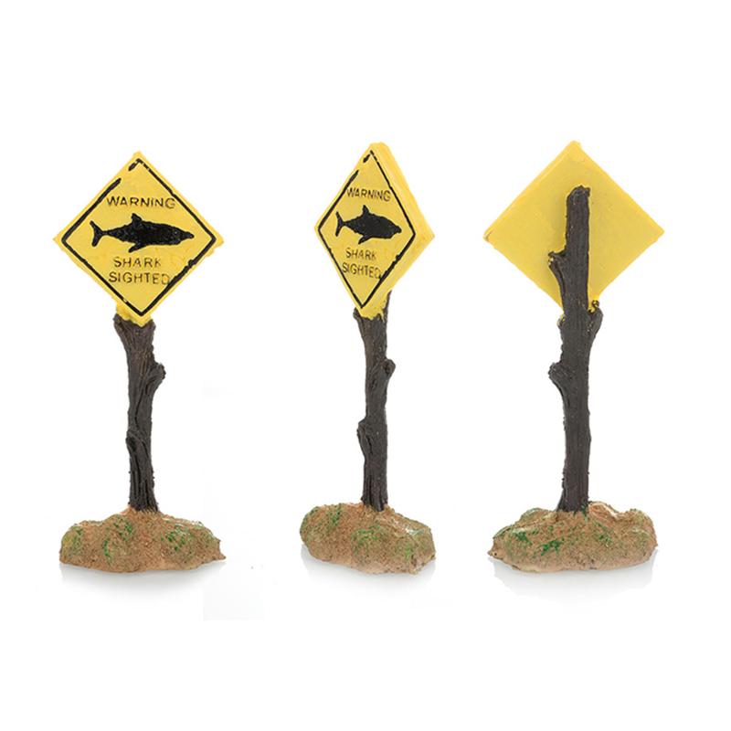 1PC Resin Sign Aquarium Decorative Ornaments Simulated Shark Warning Signs Fish Tank Aquarium Background Landscape Accessories