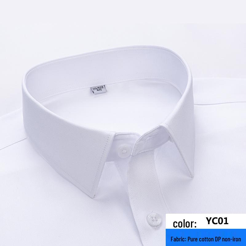 2026 Spring Men's Non-Iron Double-Ply Pure Cotton Long-Sleeve Formal Shirt