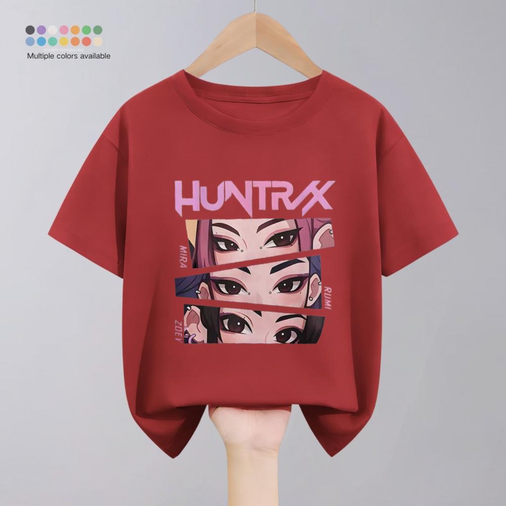 Hunter Girl Group Print Cartoon T-shirt For Girl's Clothing Summer New Fashion Children Short Sleeve Tops Crewneck T Shirts