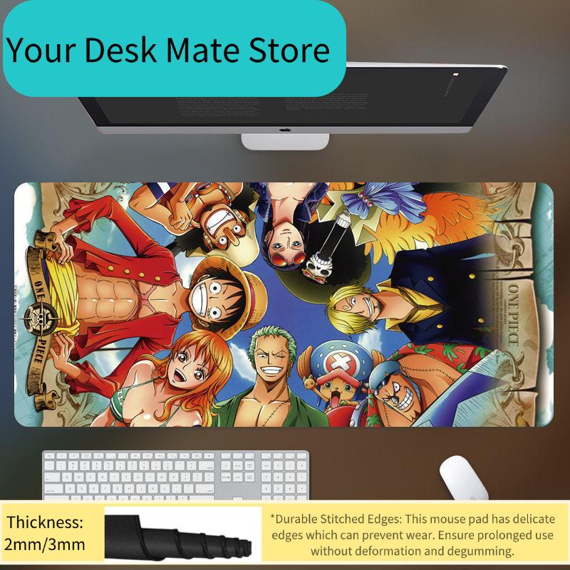 High Definition ONE PIECE Leather Mouse Pad Large Office Computer Desk Pad Non-slip Computer Keyboard Pad Animation Peripheral