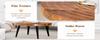 Round, Ginger-colored Coffee Table with Walnut Grain and Growth Rings, Reinforced Tabletop and Slim Black Metal Legs; Side Table for Small Apartments