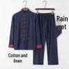 Men's Chinese Style Cotton Linen Tang Suit Jacket & Pants Set with Frog Buttons - Retro Zen Meditation Outfit