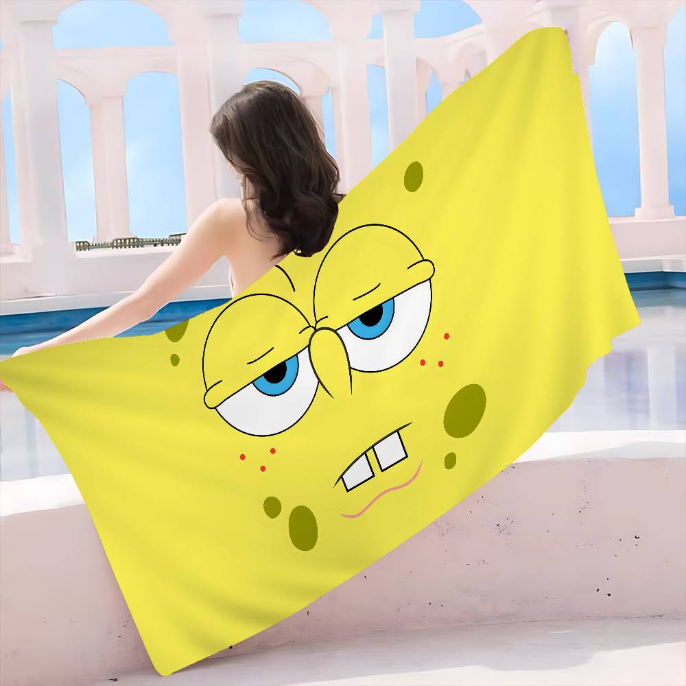 Anime S-Spongebobes Cute Microfiber Printed Beach Towel Mountain Climbing Yoga Beach Swimming Running Absorbent Soft Towel