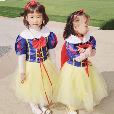 Yousheng Halloween Cosplay Children Dress Princess Style Short Sleeves Lace-up Strap A-line Cake Hem Bow Decor Stage Show Performance Costume