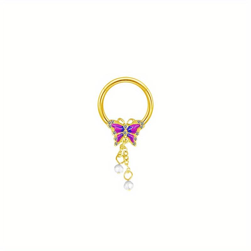 2 Stück Modischer und eleganter Schmetterlings-Brustring Brustring Kleine Blume Sonne Geschlossener Ring Piercingschmuck