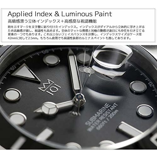 HYAKUICHI 101 Diver's Watch 20 ATM Water Resistant Ceramic Bezel Calendar Watch Metal Band Men's (Black)