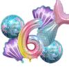 Mermaid Balloon 32 inch Digital Aluminum Foil Balloon Children's Birthday Party Decoration Baby Shower Decoration
