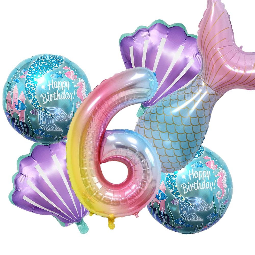 Mermaid Balloon 32 inch Digital Aluminum Foil Balloon Children's Birthday Party Decoration Baby Shower Decoration