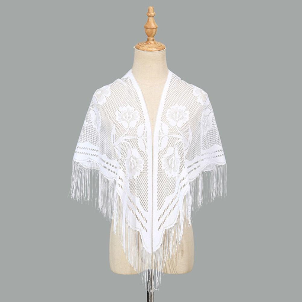 Hollow Women Shawl With Tassel Wedding Bridal Shawl Fashion Scarf Evening Prom Cape  for Party
