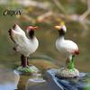 Outdoor Rockery Landscaping Decor Resin Red-Crowned Bird Figurines, Realistic Statues with Rock Base, Mini Landscape Animal Figurine Ornaments for Tea