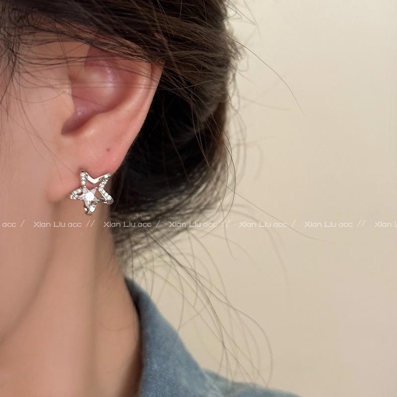 2024 Super Sparkly Star Zircon Stud Earrings: Niche High-End Fashion Design