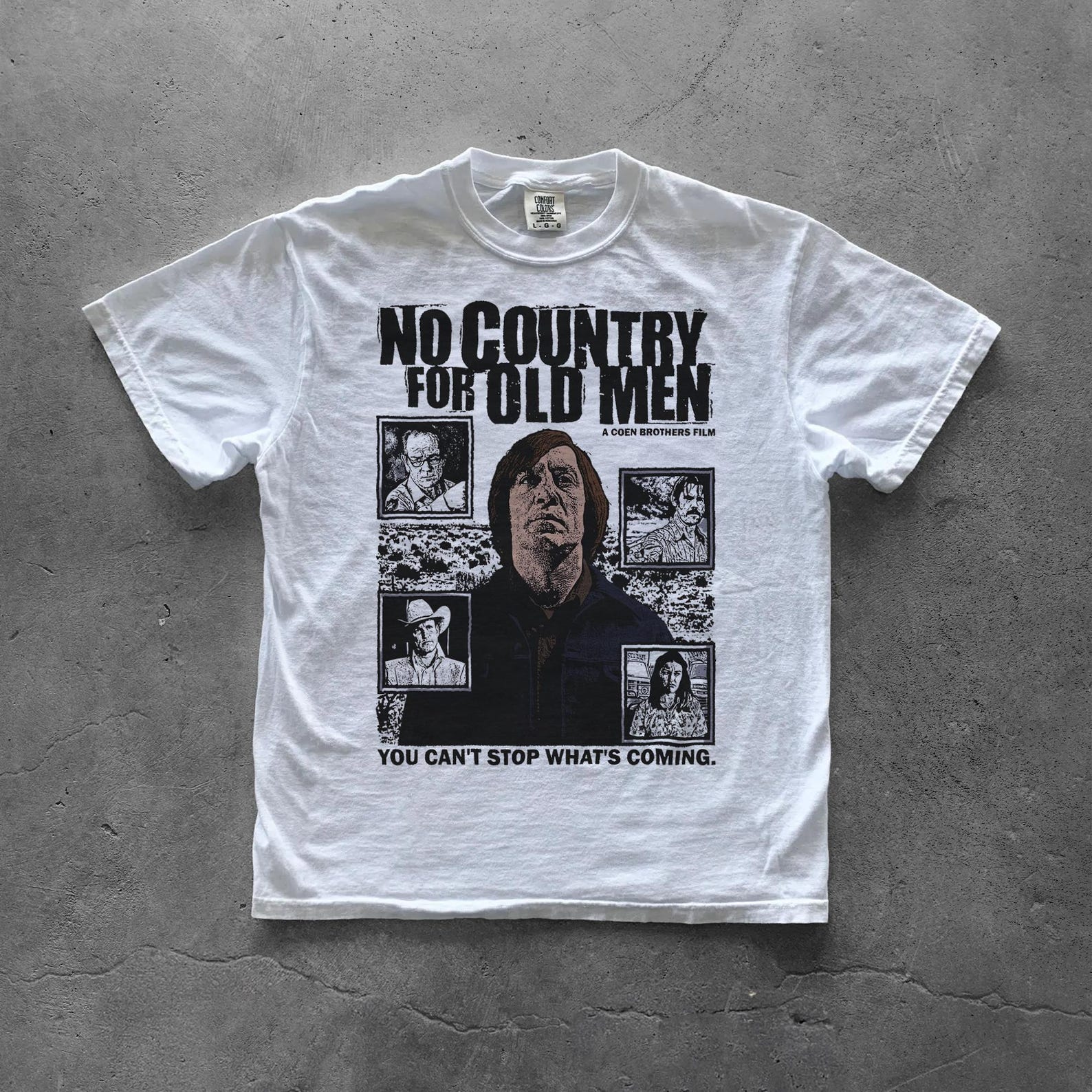 Retro Western Crime Movie Graphic Tee, No Country For Old Men T Shirt M