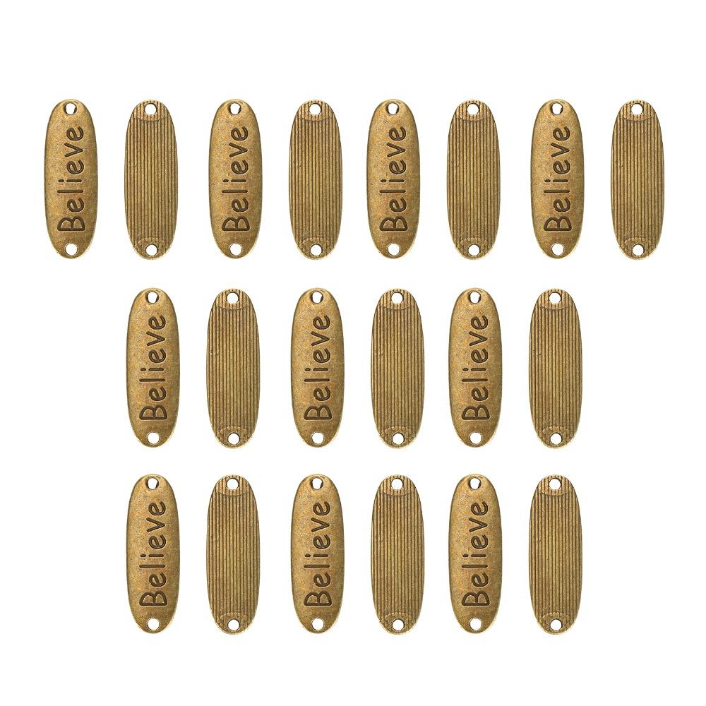 20pcs Dual Hole Alloy Pendant Charms Rectangle Shape Message Pendants Word Charms For Crafts