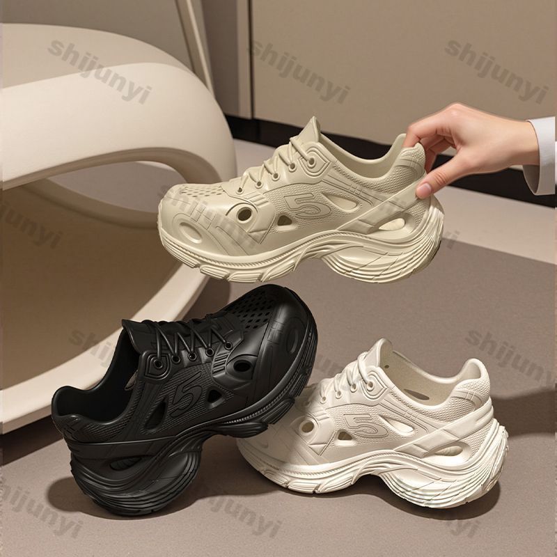 Fashion Women's Height Increase Casual Shoes 2025 New Fashion Lace Up Outdoor Sports Sandals Breathable Non Slip Comfortable Beach Shoes