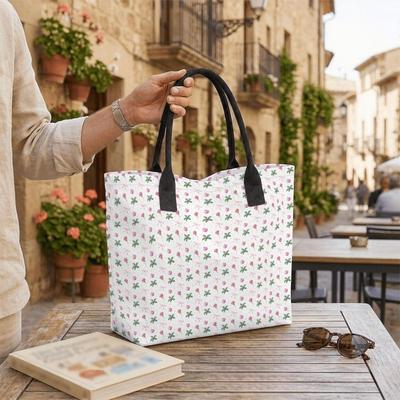  Cute Floral Pattern Tote Bag Large Capacity Casual Shoulder Bag for Daily Use