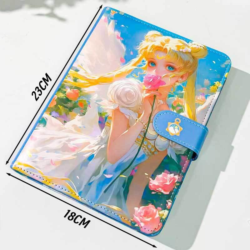 A5 Anime PU Leather Binder Album: Pretty Soldier Girls Notebook with Color Pages