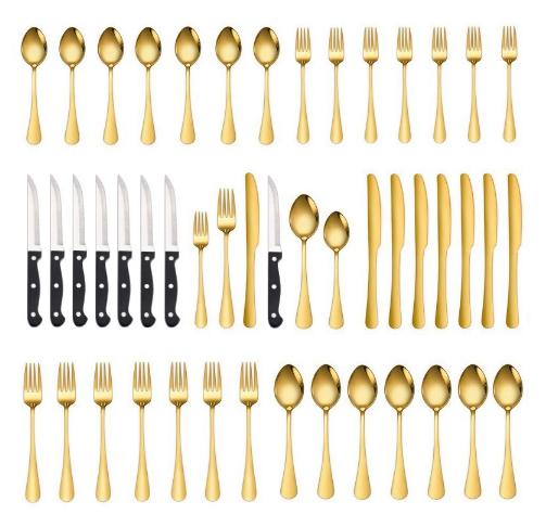 48 Pcs Flatware Silverware Set with Steak Knives for 8 Guests, Stainless Steel Mirror Cutlery, Dishwasher Safe Utensils Set